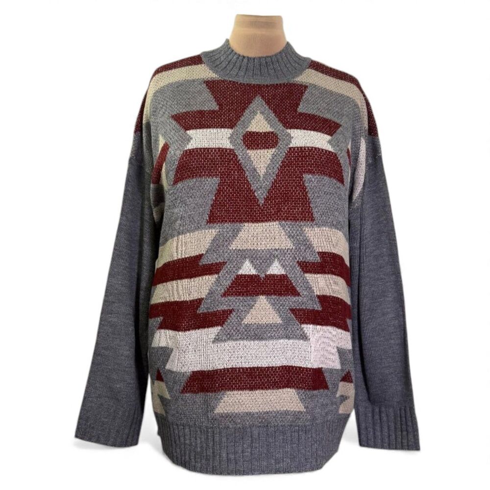 SAVANNA JANE Grey Aztec Plus Size Sweater, NWT! Size 3X